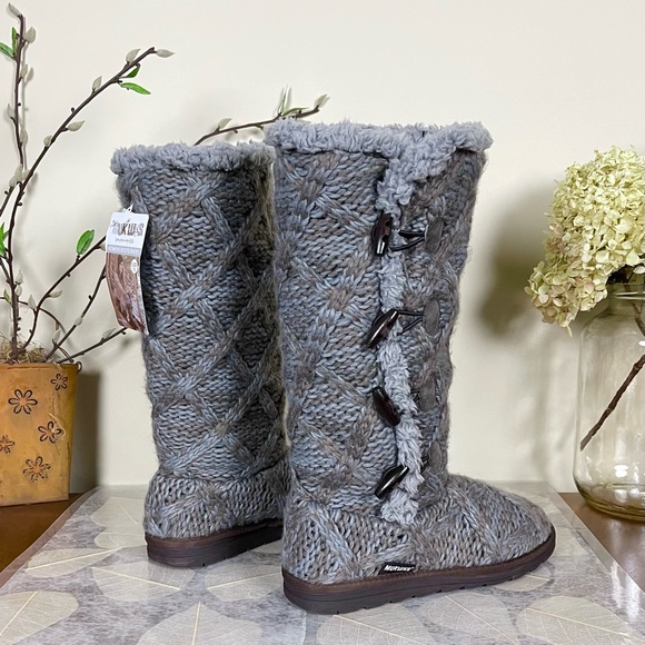 MUK LUKS® Felicity Faux Fur Lined Tall Cable Knit Sweater Boots - Picture 3 of 16